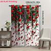 Red Rose Printed Curtains Pole Bag Design Privacy Protection Suitable Decorating Various Scenes Set Of 2 Made Polyester