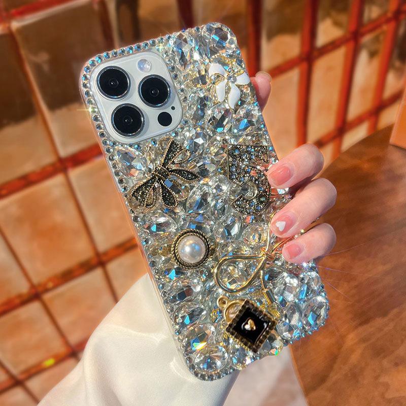 

For Samsung S24 Mobile Phone Case S23ultra Diamond Bow Luxury Full Diamond for Samsung Note20 Pearl Tiger Head For Samsung S20