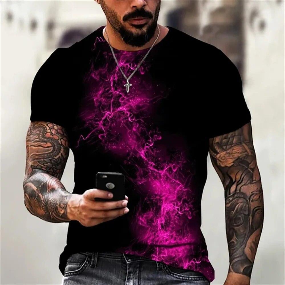 3D Cartoon Pattern Short Sleeve Summer Trend Fashion Street Hip Hop Style Loose Comfortable Round Neck T-Shirt Men Clothing