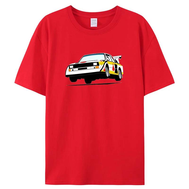 Funny Rally Car Print T-Shirt for Men Clothing Casual O-neck Short Sleeve Top Fashion Group B Tee Shirt Summer Oversized T-shirt