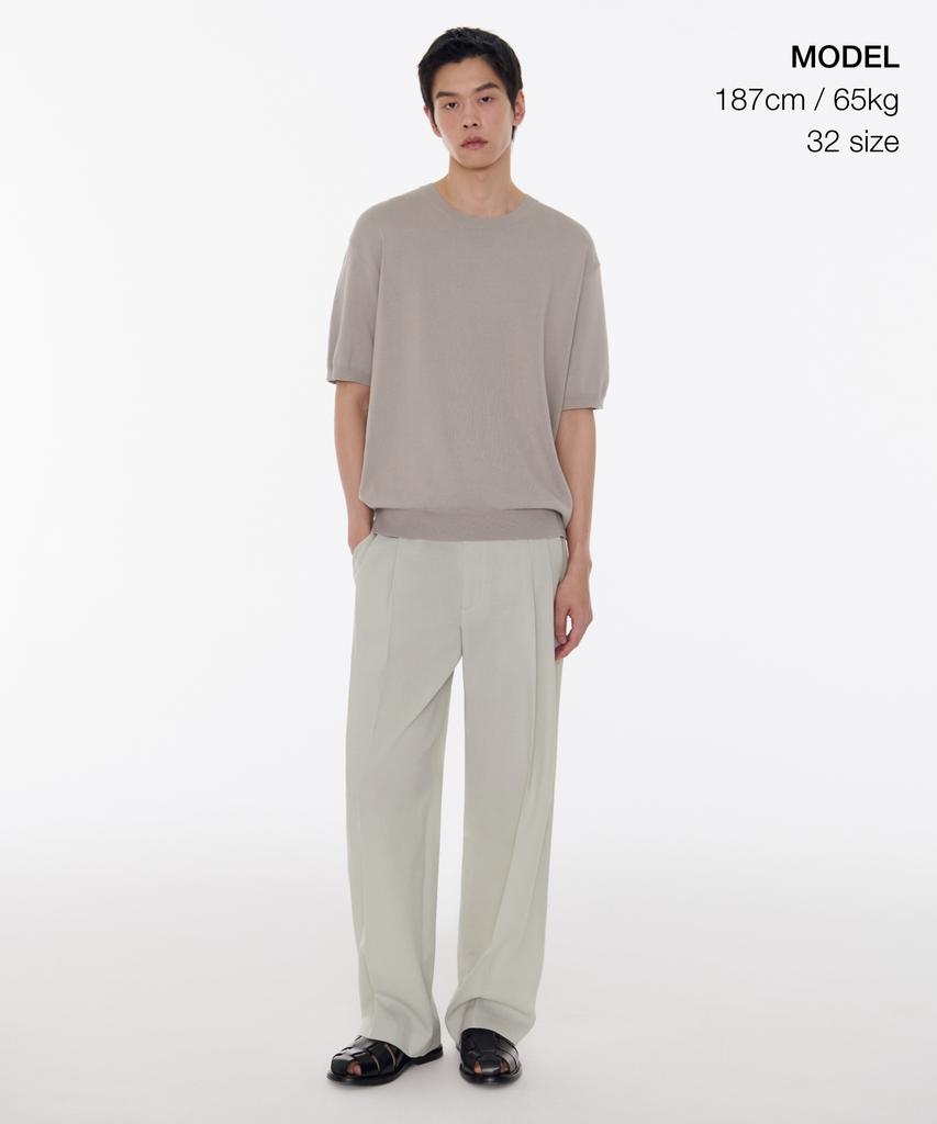 Musinsa Standard Cool Touch To Tuck Wide Hidden Banding Slacks [Dusty Cream]