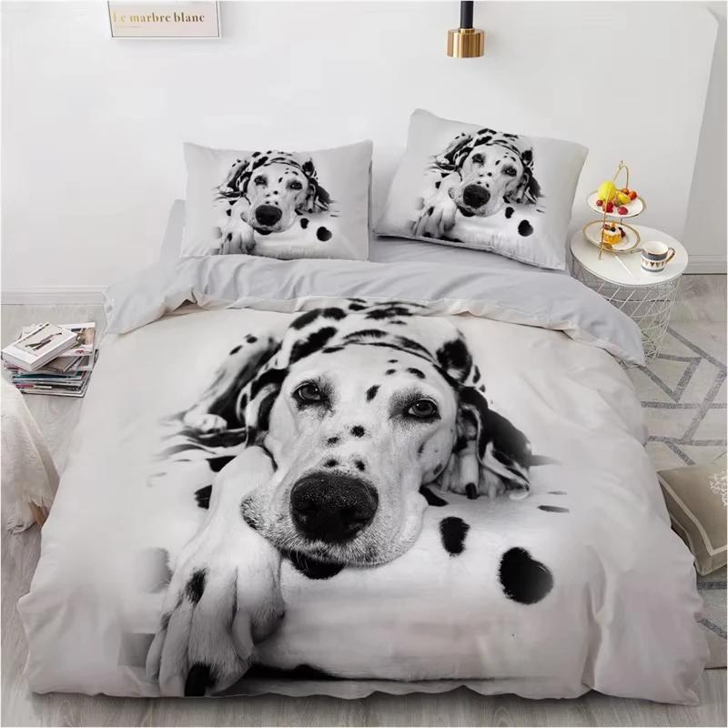 Cute Dogs Duvet Cover Pet Dog Funny Animal Bedding Set 3D Print Puppy Comforter Cover Pillowcases Full King For Kids Teens Decor