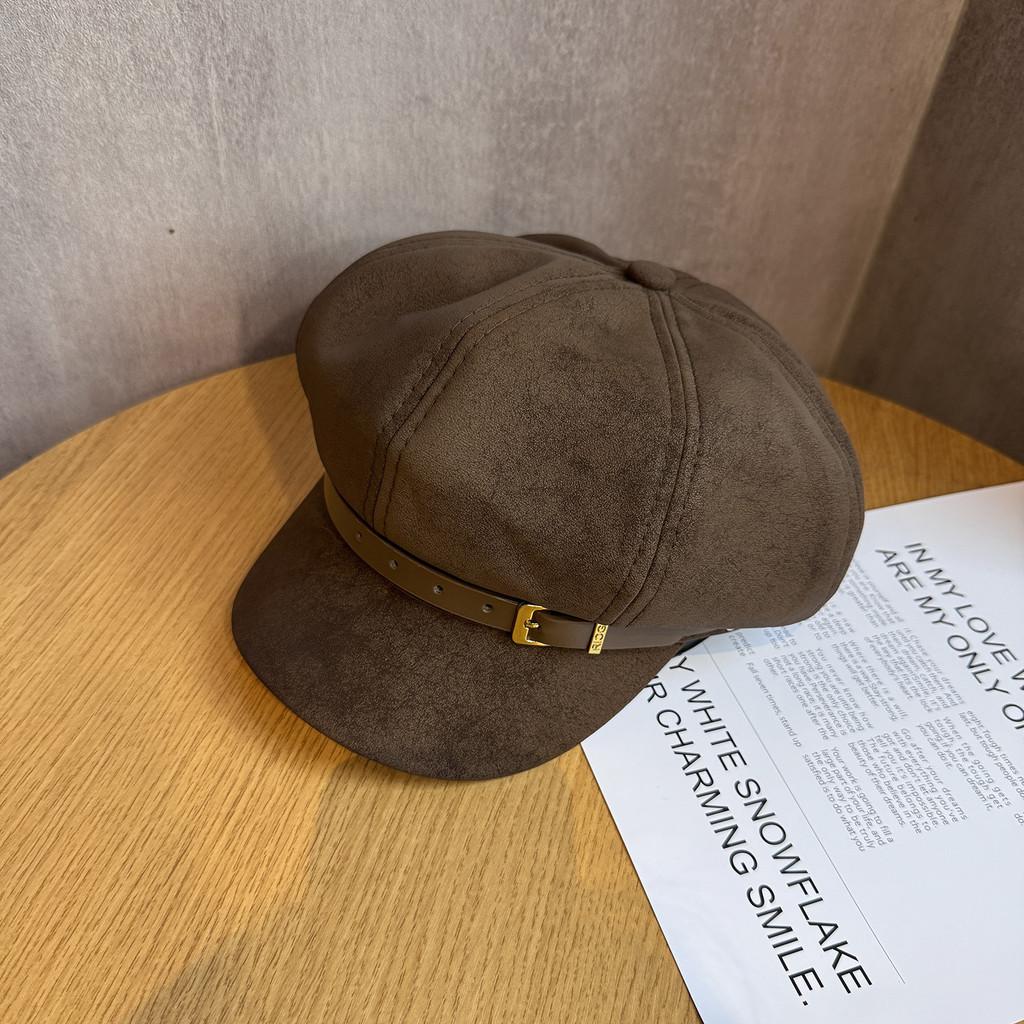 Восьмиугольная кепка-газетчик для женщин, осенне-зимняя мода, повседневная, с ветрозащитным дизайном коричневый