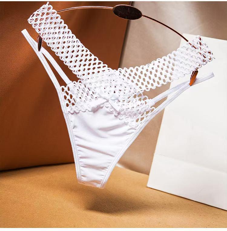 

Women s Silk See-Through Low-Waist Thong with Thin Strap Cutout - Sexy French Design M белый