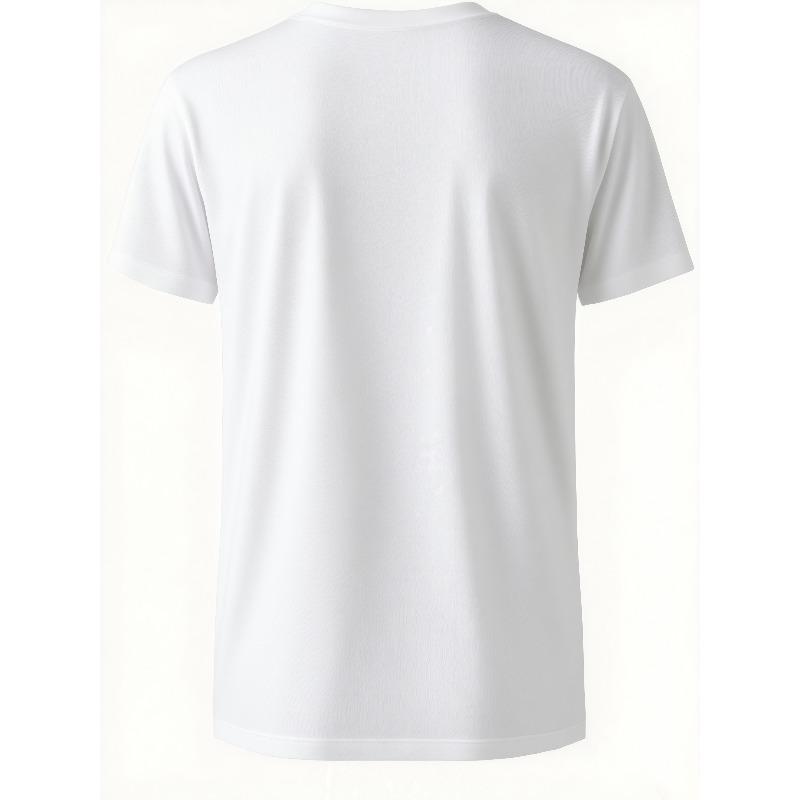 European Sizes Men' Ping Pong Paddle Print T-Shirt - Sporty Short Sleeve Round Neck Top with Pong Graphic