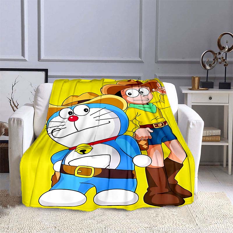 This 3D Printed Doraemon Cartoon Blanket Is a Warm and Comfortable Flannel Blanket Suitable for Bedrooms, Sofas, Beds, Chairs,