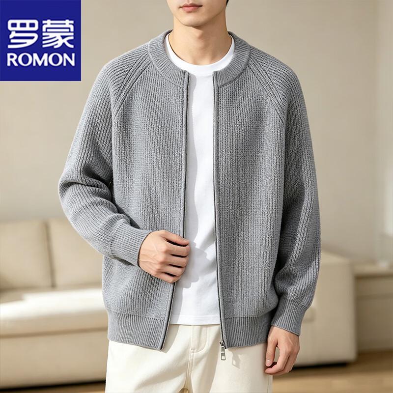 ROMON Men's Autumn/Winter Knit Stand-Collar Cardigan Jacket