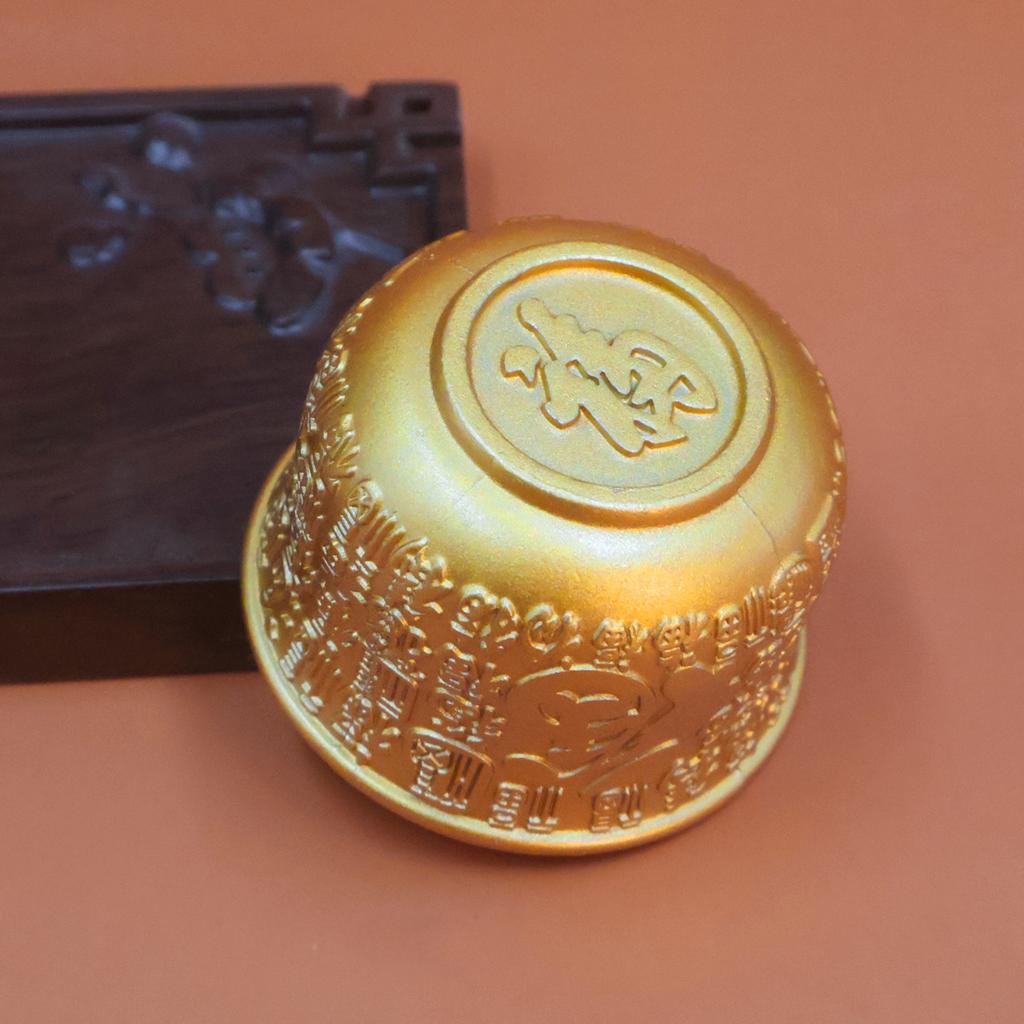 1Pcs Brass Fu Bowl Desktop Lucky Decor Hand Carved Brass Drinking Cup Treasure Bowl Metal Artifact Gifts