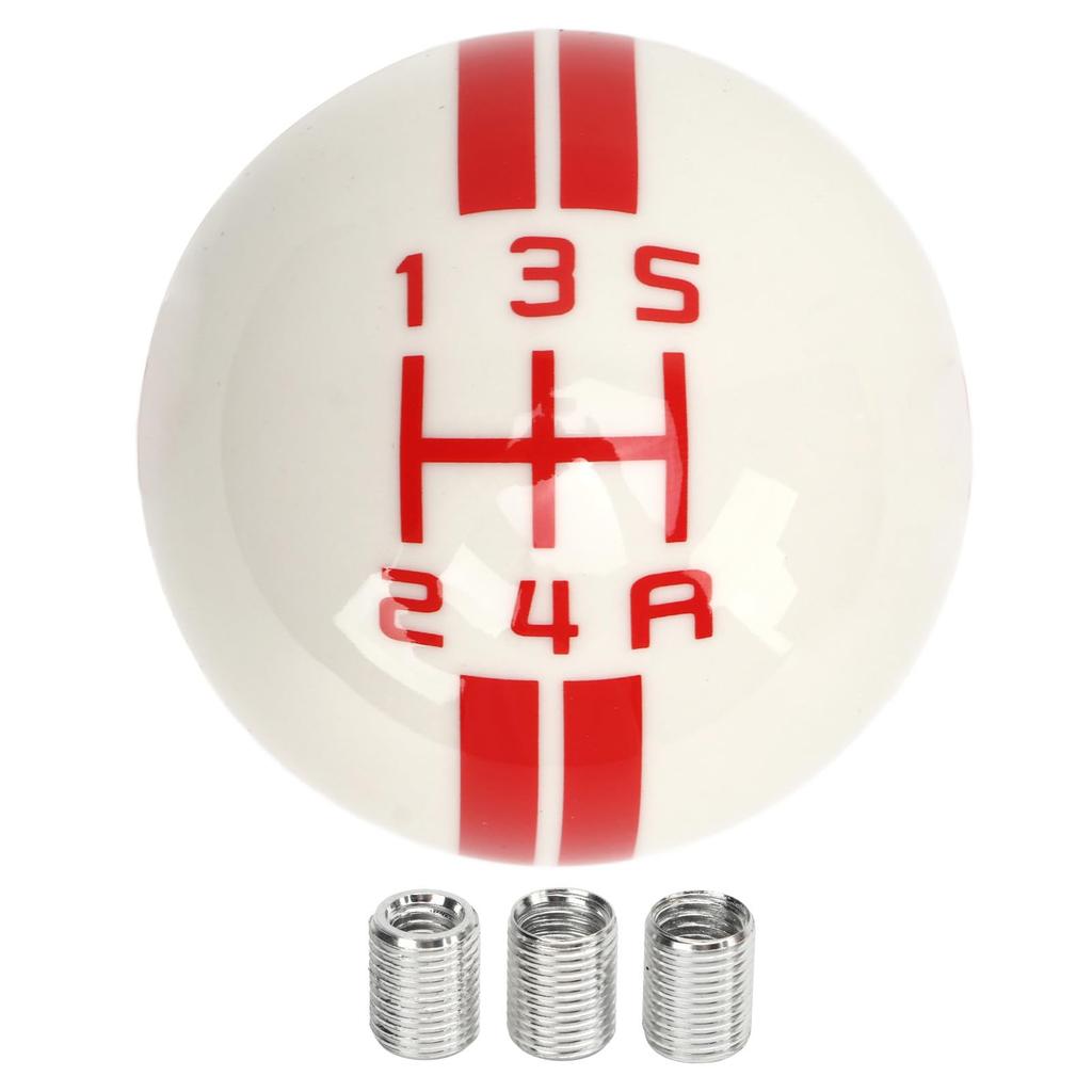 5 Speed Round Ball Shift Knob Manual Transmission Shifter Lever Stick Head Knob Mustang 1967 To 2018 (Red, White)
