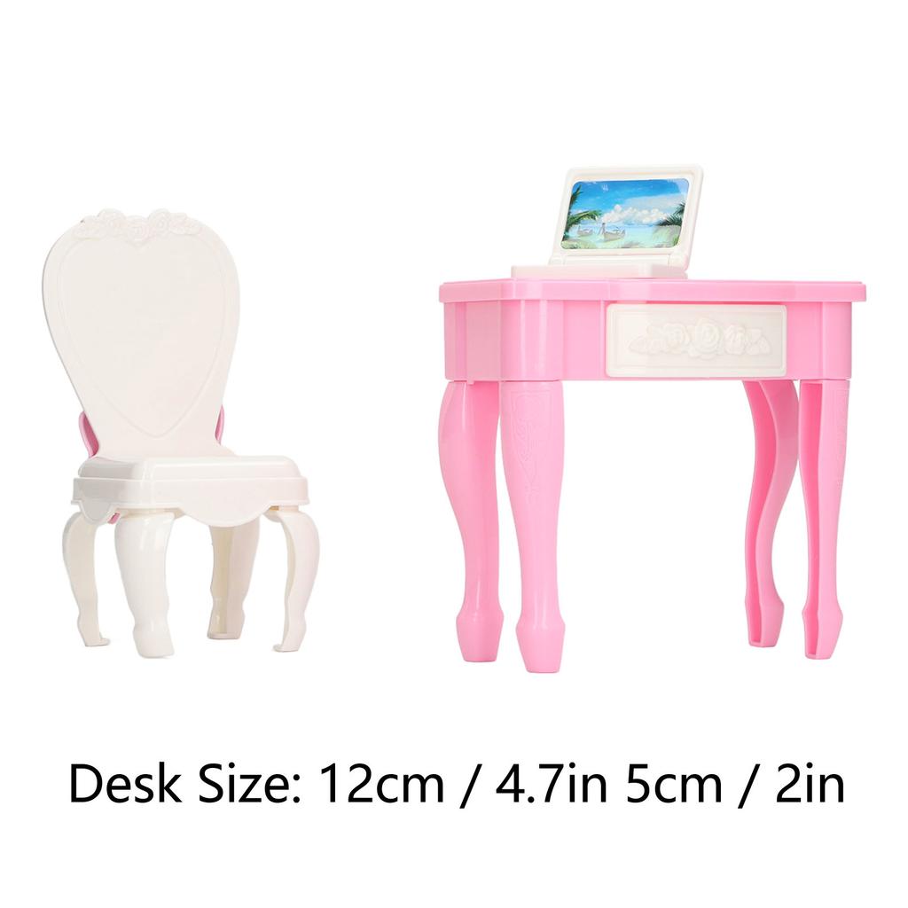 1:12 Scale Dollhouse Laptop Table Chair Furniture Mini Accessory Dollhouse Notebook Desk Chair Set