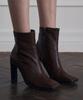 Adaul Square Line Ankle Boots Heel - Brown