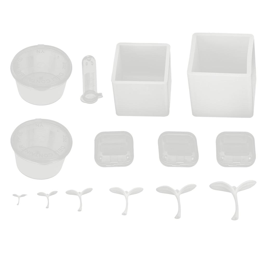 Silicone Mold Kit Casting Reusable DIY Craft Mould 2 Leaved Grass Making Tool Accessories