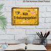 2D Flat 1pc Aluminium Metal Sign Plaque, German "Erholungsgebiet Für Nähere", 8*12inch, Ideal for Home Decor, Clubs, and Outdoor Decoration - Durable