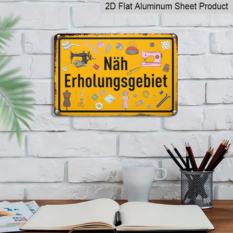 2D Flat 1pc Aluminium Metal Sign Plaque, German "Erholungsgebiet Für Nähere", 8*12inch, Ideal for Home Decor, Clubs, and Outdoor Decoration - Durable