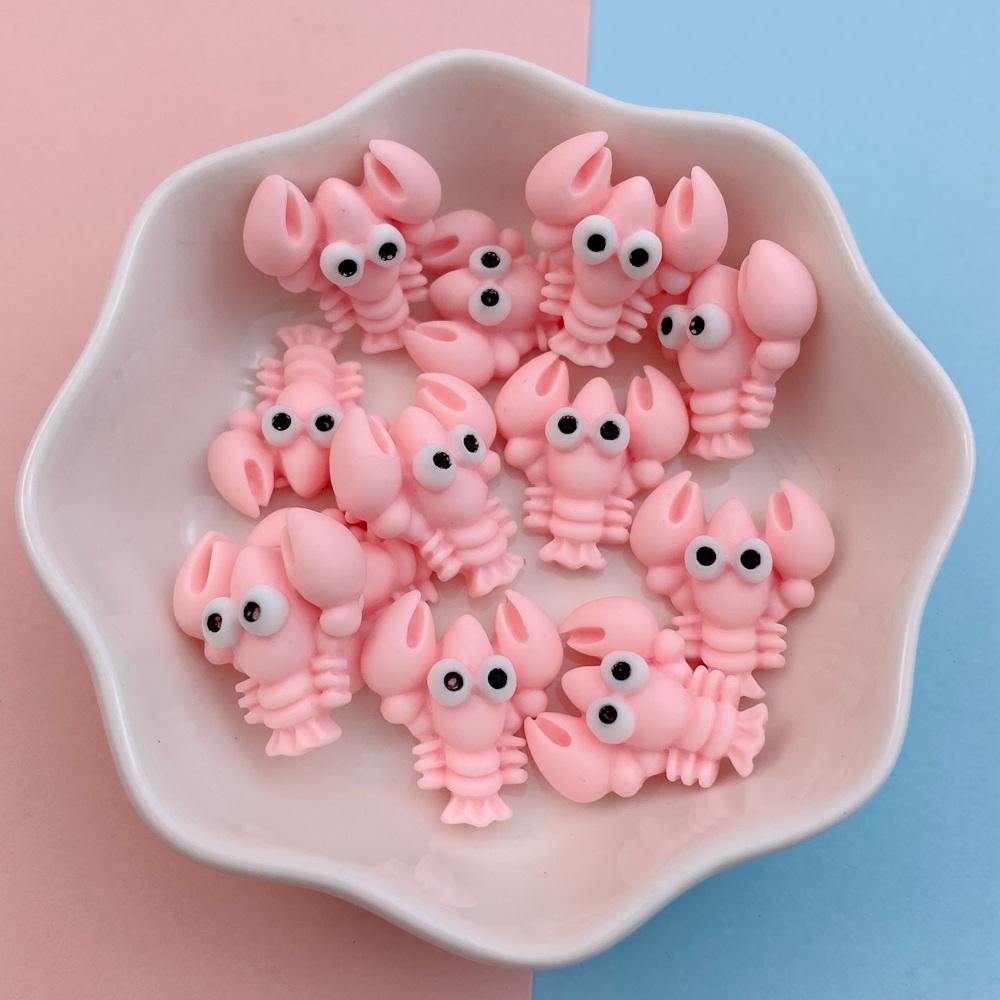 20Pcs New Cute Resin Crab, Lobster, Fish Ocean Series Flat Back Parts Embellishments For Hair Bows Accessories