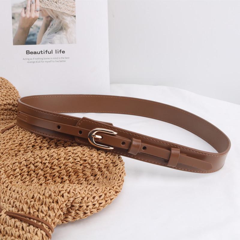 Women's Genuine Leather Oval Pin Buckle Belt for Dresses and Coats