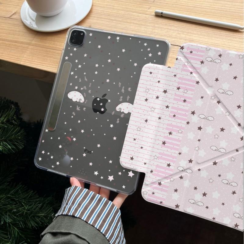 IPad 10th Gen Mini Air 8 Pro Case With Wing Star Design Ins Style Detachable Side Cover PC Material Shockproof Stand Sleep