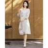 Demana Linen Blend Half-Sleeve A-Line Dress