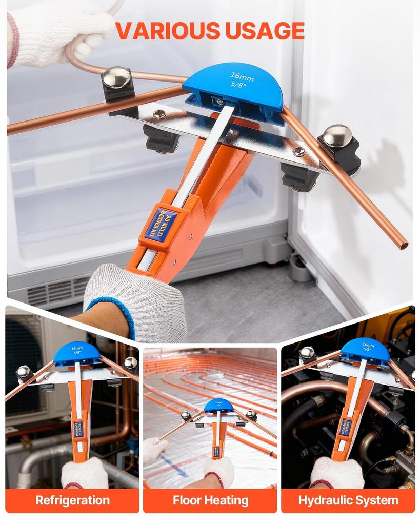 Tubing Bender Kit, 6 mm to 22 mm, Compact Ratcheting Tube Pipe Bender, Forward/Reverse Hand Bending Tool, with 7 Color Aluminium Alloy Dies, for