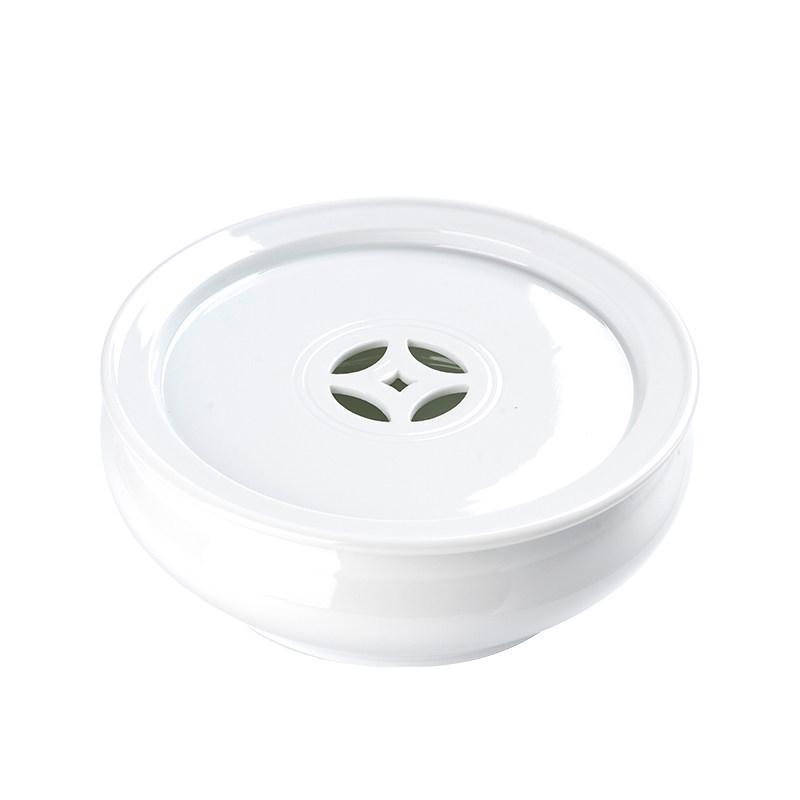 8-inch Ceramic Chaofu Tea Tray: Double-layer Water Storage, Round Tea Pool Accessory