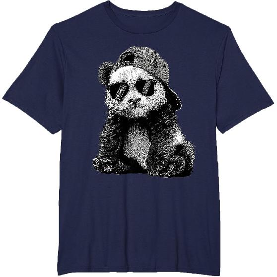 Panda with Sunglasses Graphic Motif Animal Funny Panda Bear T-Shirt