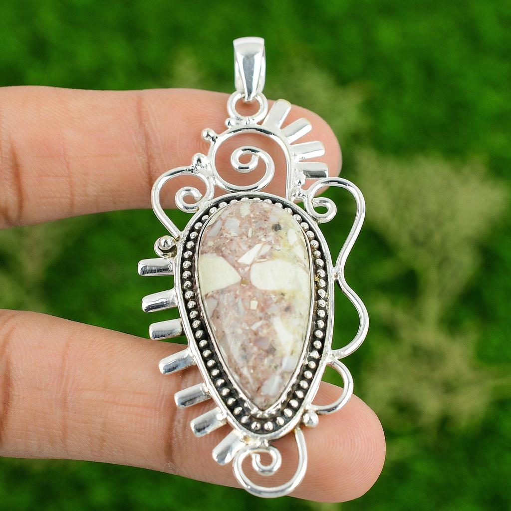 925 Sterling Silver Natural Red Brecciated Mookaite Mother New Pendant Jewelry