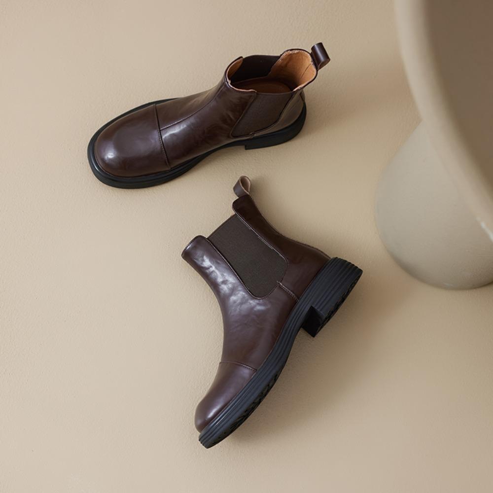 Women's Ankle Boots 2026 New Autumn and Winter British Retro Leather Short Boots Women Spring and Autumn Bare Boots Woman