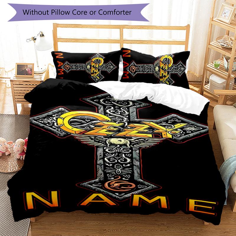 3pcs Custom Name Rock Ozzy Osbourne Bedding Set Duvet Cover Closure Includes 1 Duvet Cover & 2 Pillowcases for All Seasons Bedroom Decor