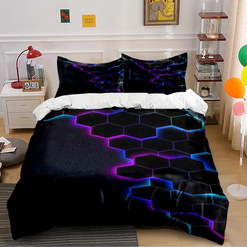 Biancheria da letto con motivo esagonale neon Set biancheria da letto (1 copripiumino, 2 federe, piumino non incluso)