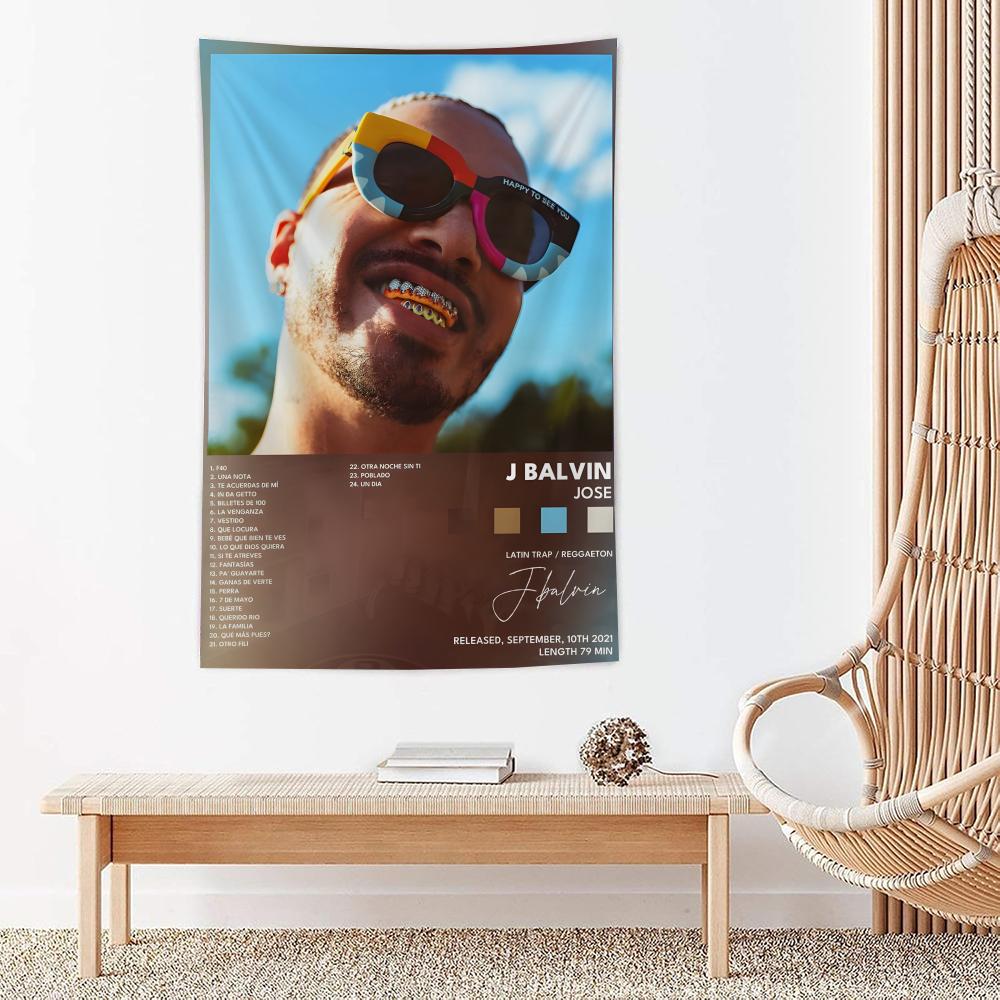 Popular Singer J Bbalvin Tapestry Microfiber Wall Hanging For Bedroom Living Room Decor Outdoor Festival Garden Bar Background
