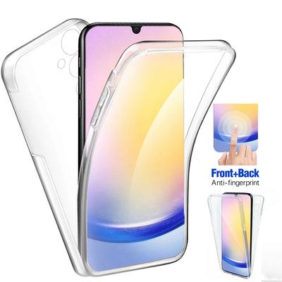 360 Διάφανη Διπλή Θήκη Για Samsung Galaxy A55 A35 A25 A15 A05S A53 A73 A04S A14 S24 Ultra Plus Redmi Note 12 iPhone 15 14 13 12 11 Pro Max Πλήρης Κάλυψη