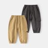 Boys' Solid Color Mid-Waist Pants Spring and Autumn Children's Casual Pants Baby Patchwork Cotton Long Pants Jogger Pants