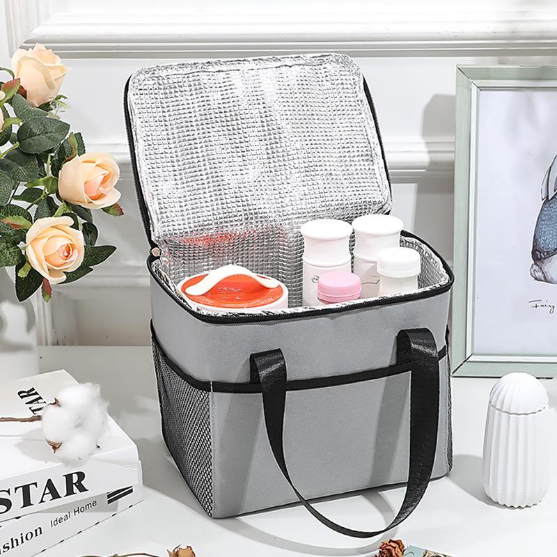 Square Lunch Pouchs Heat Insulation Spacious Ice Pouch Outdoor Use Picnic Tote Portable Travel Storage Pouch Student Lunch Box Pouch