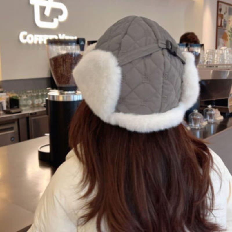 

Plush Hat Women s Autumn and Winter Cycling Windproof Ski Hat Warm Ear Protection Outdoor Sports Protective Pullover Lei Feng Hat one size