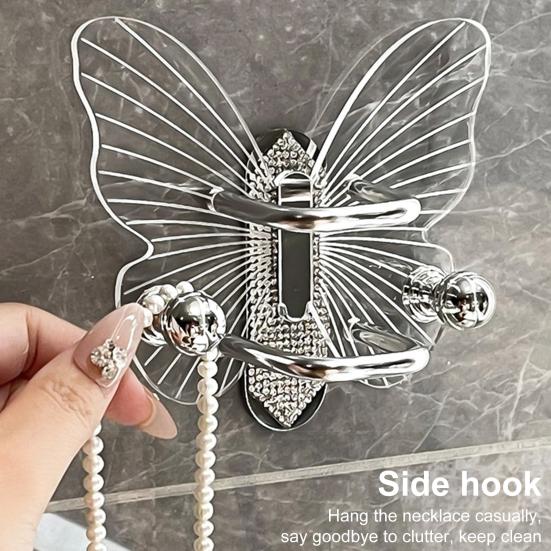 Transparent Hook Strong Load-bearing Butterfly Shape Simple Installation Self Adhesive Key Towel Hook Storage Rack