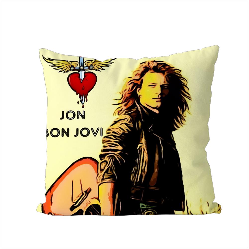Band BBon JJovi Pillow Case For Car Sofa Decorative Home Doublesided Print Plush Square Throw Pillow Cushion Cover