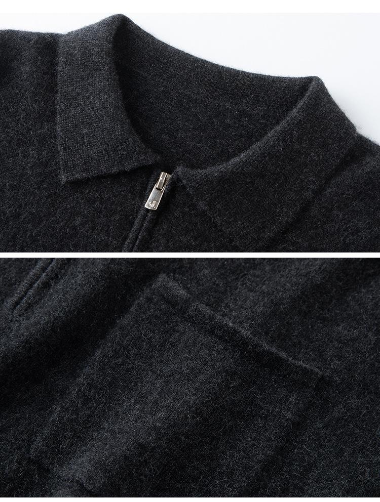 Women's Polo Neck Half-Zip Cashmere Sweater - Light, Elegant, Long Sleeve Pullover for Autumn/Winter.