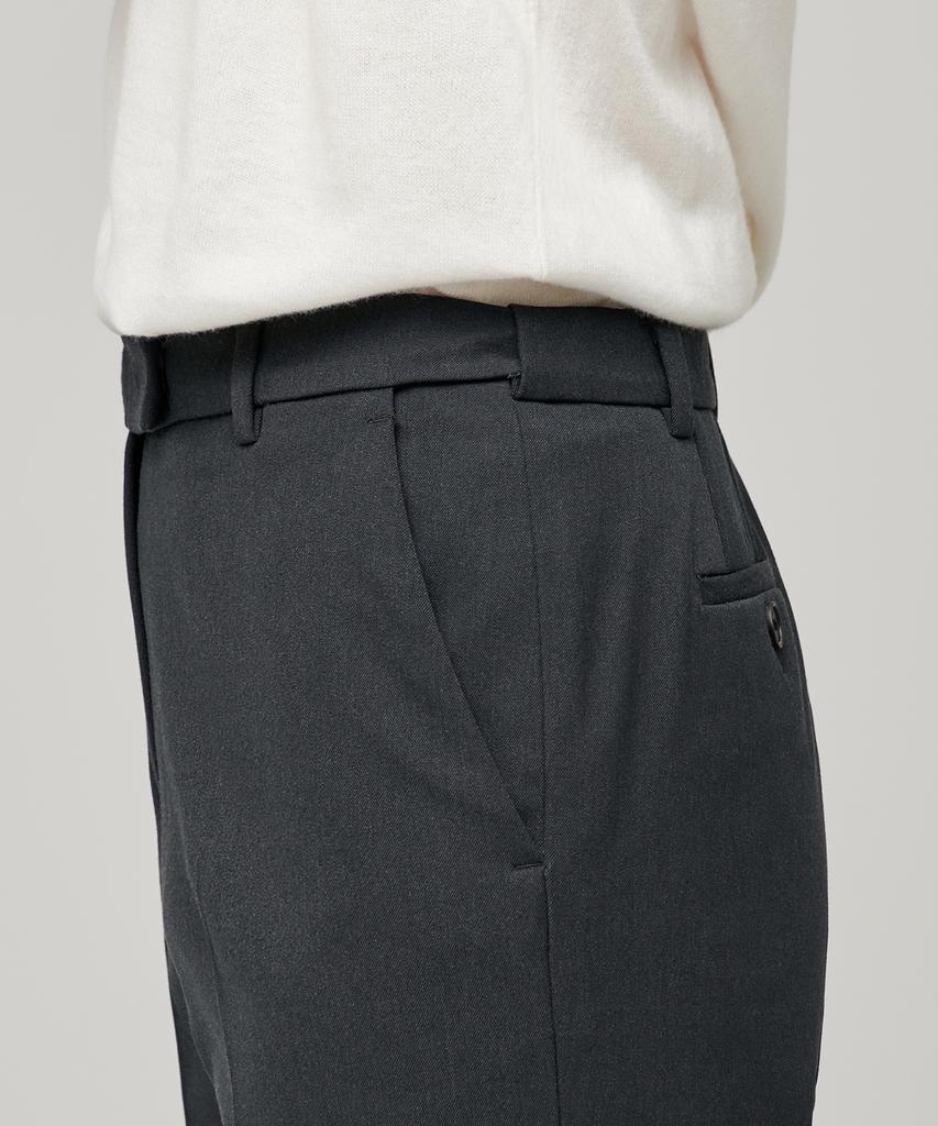 MUSINSA STANDARD WOMAN Women'S Heavyweight Fleece-Lined Straight Hidden Elastic Waist Slacks [Gray]