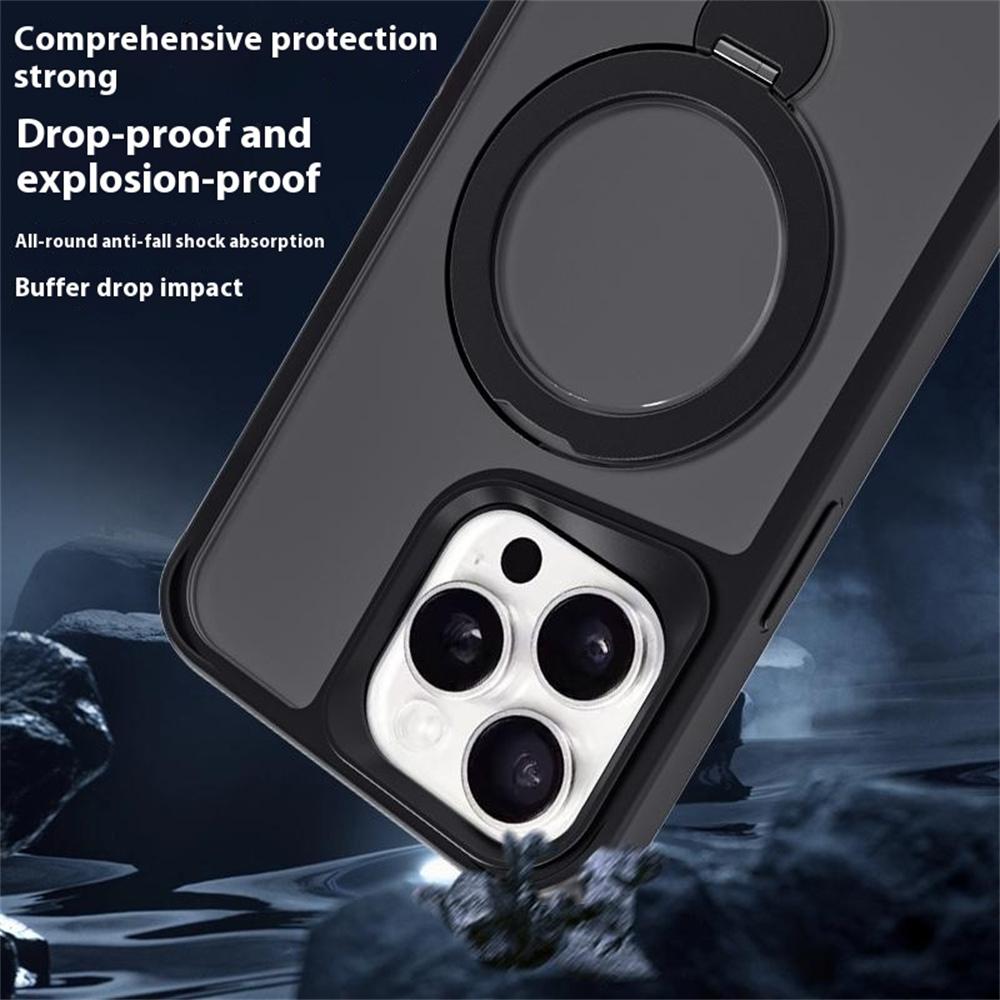 For iPhone 16 Pro Case Compatible with MagSafe PC+TPU Ring Kickstand Cell Phone Cover