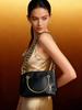 Black Single-shoulder Chain Bag, Shiny Leather Crossbody Bag, Women's Handbag