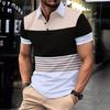 Neues Herren-Freizeit-POLO-Shirt Digitaldruck gestreift Knöpfe Revers Top T-Shirt