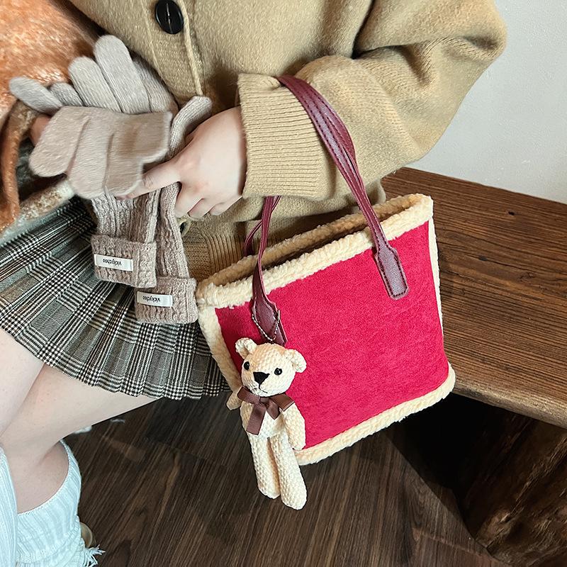 Portable Bucket Bag Women's 20253 Autumn and Winter New Plush Suede Tote Bag Large Capacity Matte Suede