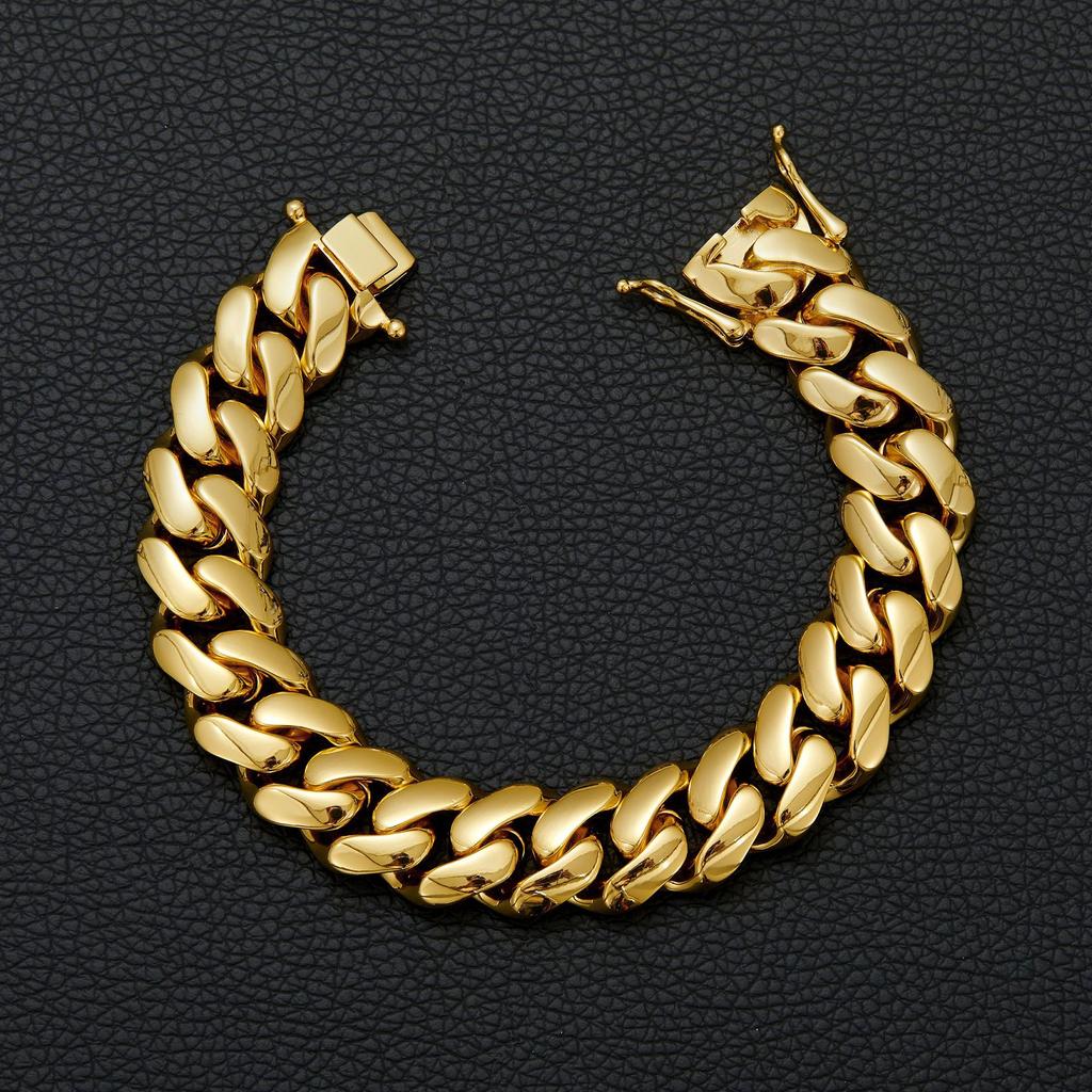 Dragon Head Clasp Cuban Bracelet 14K Solid Gold 8-22mm Micro Sculpted Buckle Hip Hop Men Jewelry