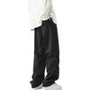 CLOR Pure Cotton Cargo Pants for Men, Spring And Summer Paratrooper Casual Loose-Fit Straight-Leg Trousers, CM02 Black XL