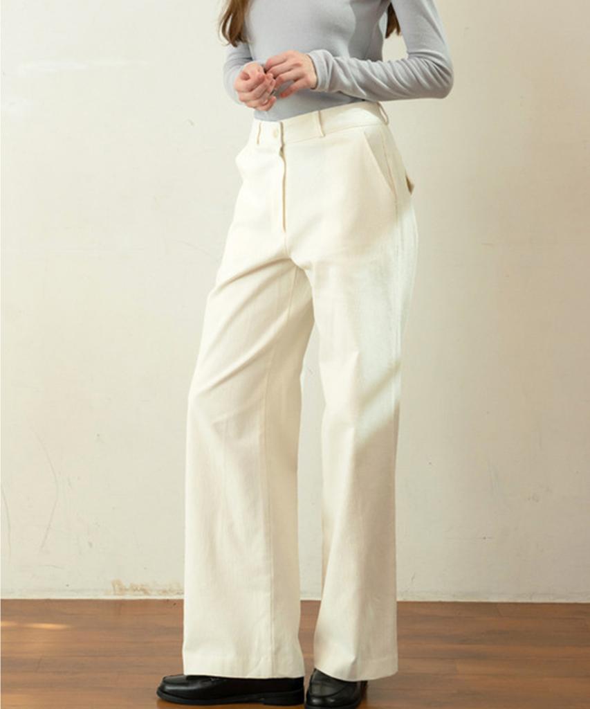 Aejeuipeu Tan Fleece Cotton Pants (Ivory)