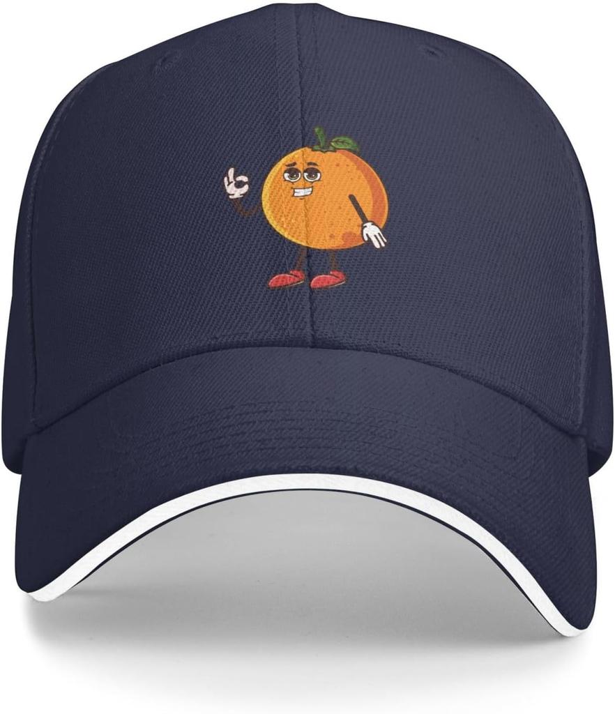 Cute Orange Fruit Character Baseball Cap Polyester Adjustable Casual Outdoor Adult Cap