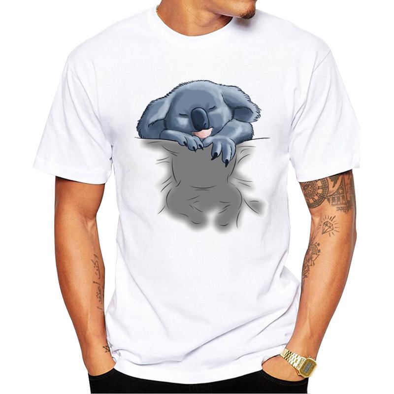 

Men s Novelty Customied Streetwear T Shirt Summer Basic Boy Tee Shirts Fashion Cute Koala/ Pug Sleeping T-shirt S