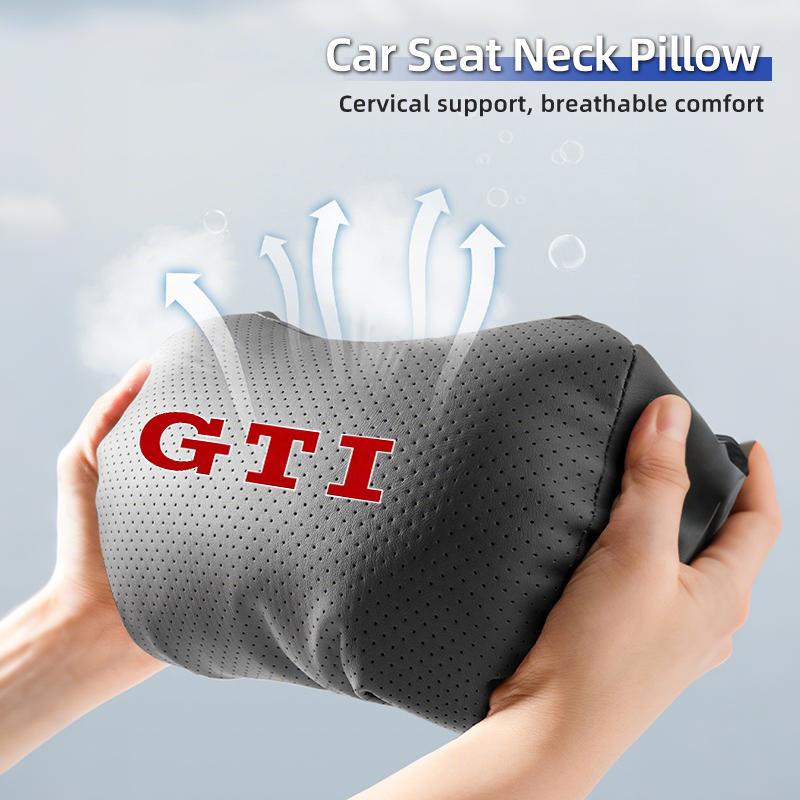 Car Seat Headrest Leather Head Support Protector Cushion For VW GTI Golf Polo Passat Scirocco Tiguan Jetta T-ROC Touareg Touran HFE2