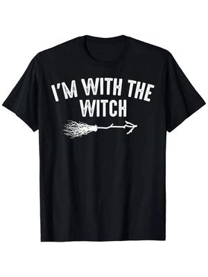 I'm With The Witch Shirt Cute Halloween Husband Wife Gift T-Shirt
