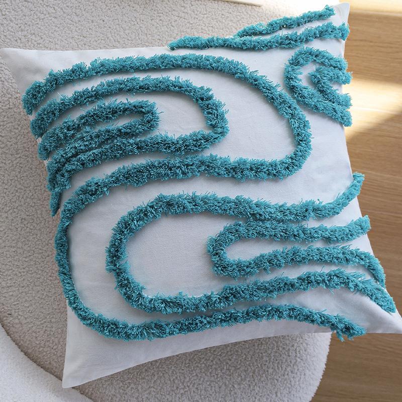 

Синяя стеганая подушка диван гостиная кисточка подушка спинка спальня кровать подушка наволочка без наполнителя 45 * 45cm [Pillowcase only]